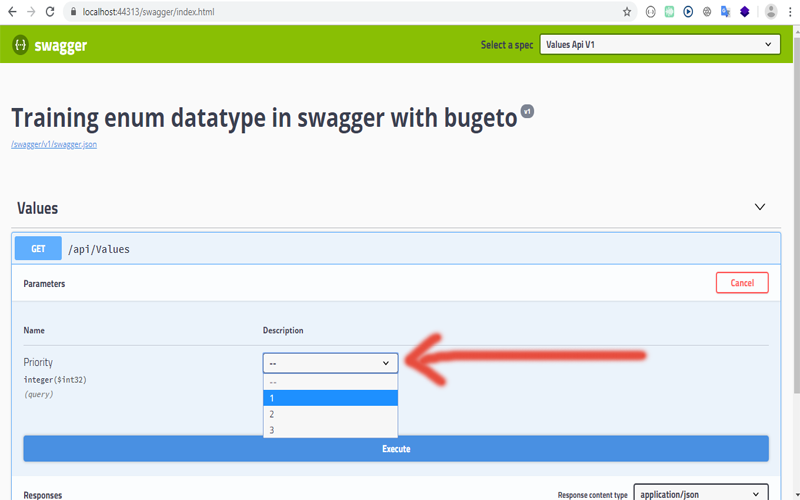 نمایش نام رشته ای داده های شمارشی در swagger