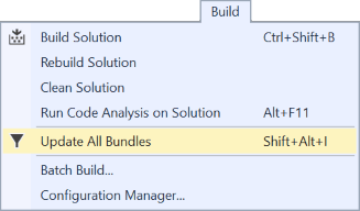 update all bundles in asp.net core 3
